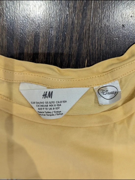 5/$35 H&M Disney Minnie Mouse Tee 8-10 Yellow Figaro Graphic Cotton Shirt - Picture 2 of 2